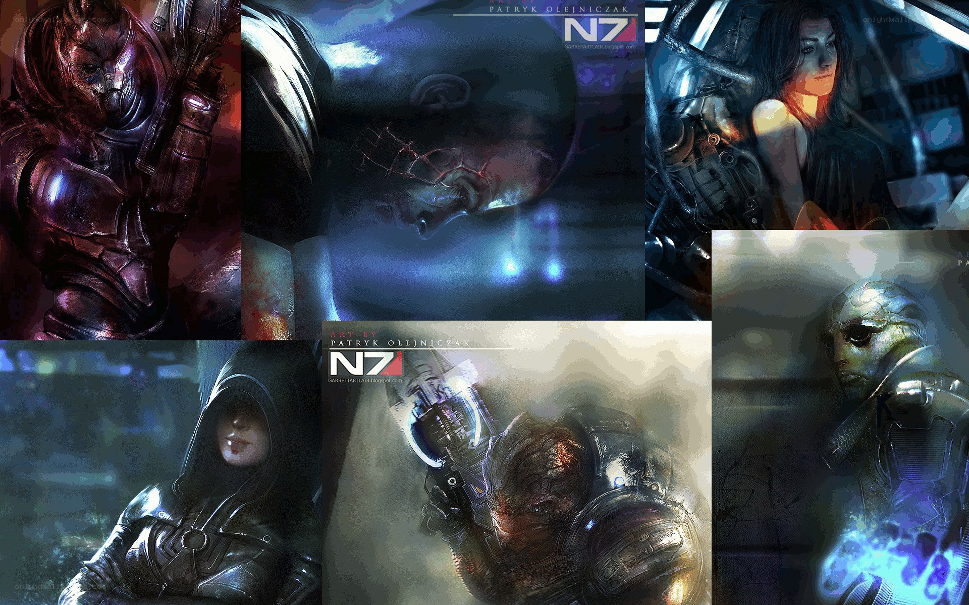 Mass Effect character art collage