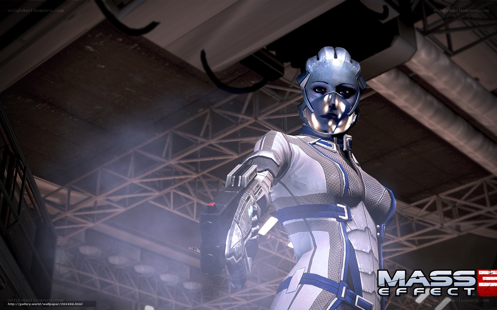 Mass Effect character in futuristic armor