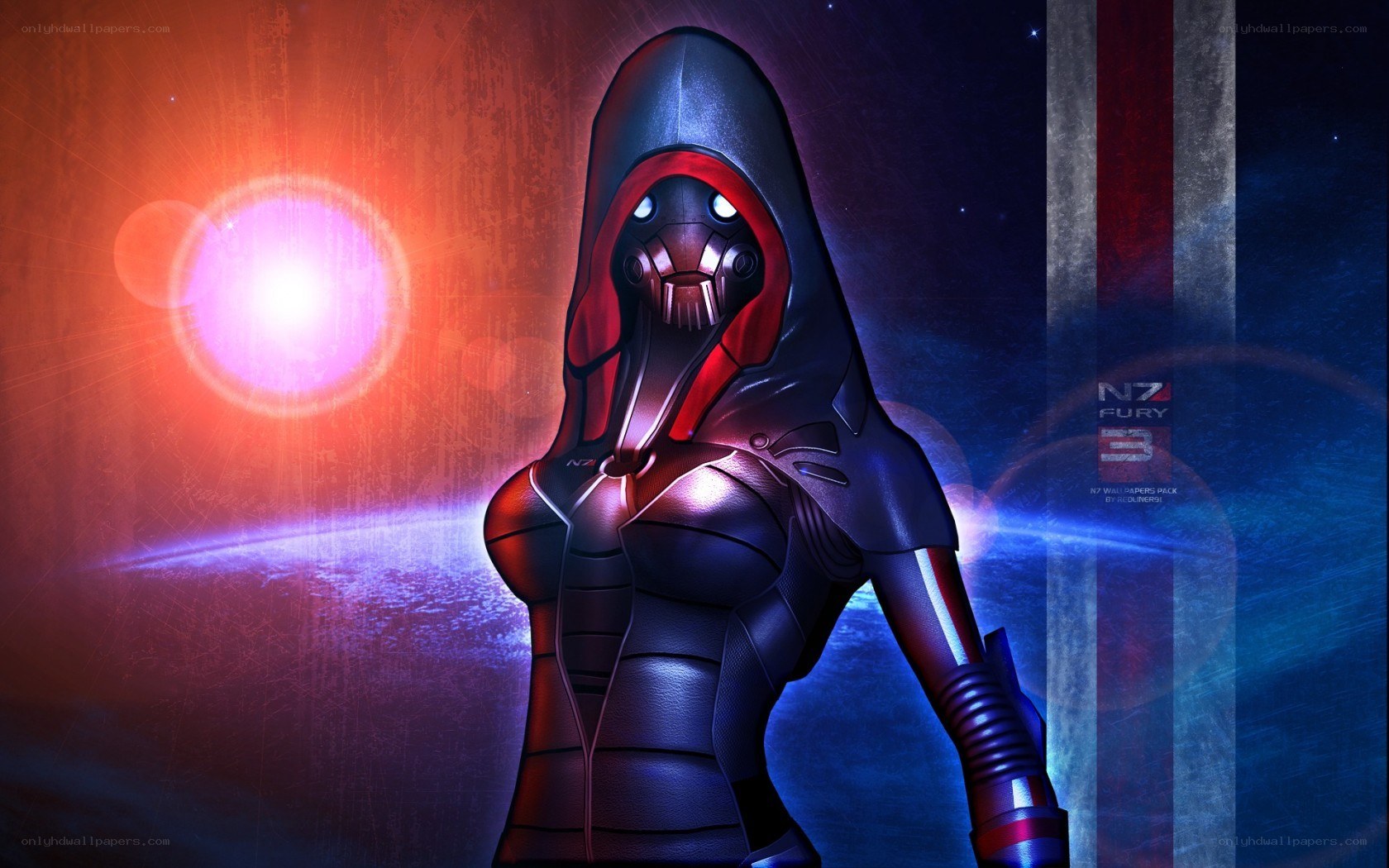 Mass Effect character in hooded armor