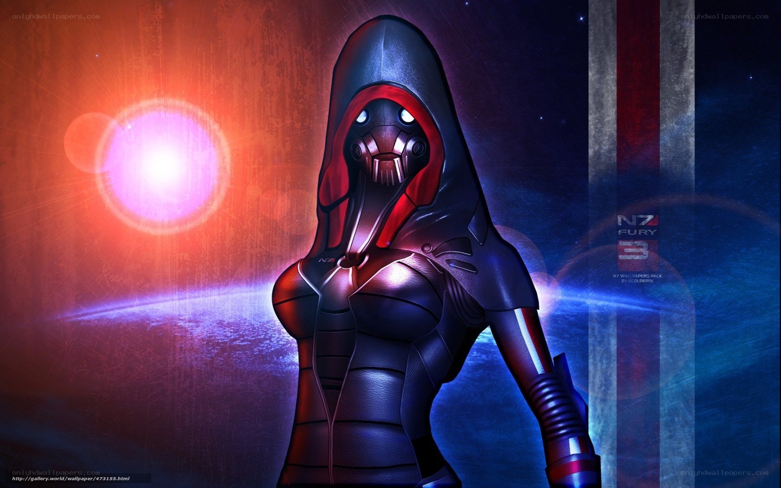 Mass Effect character in hooded armor