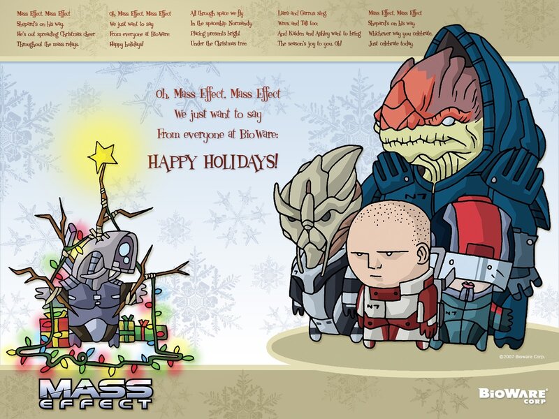 Mass Effect Characters — Blue, Festive