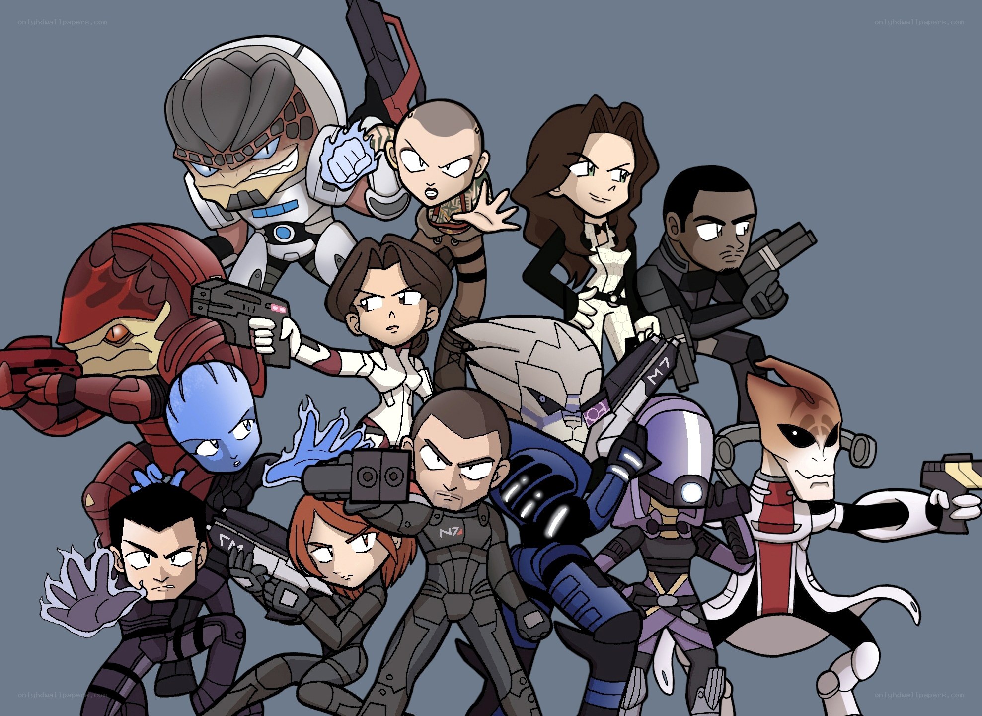 Mass Effect characters chibi art