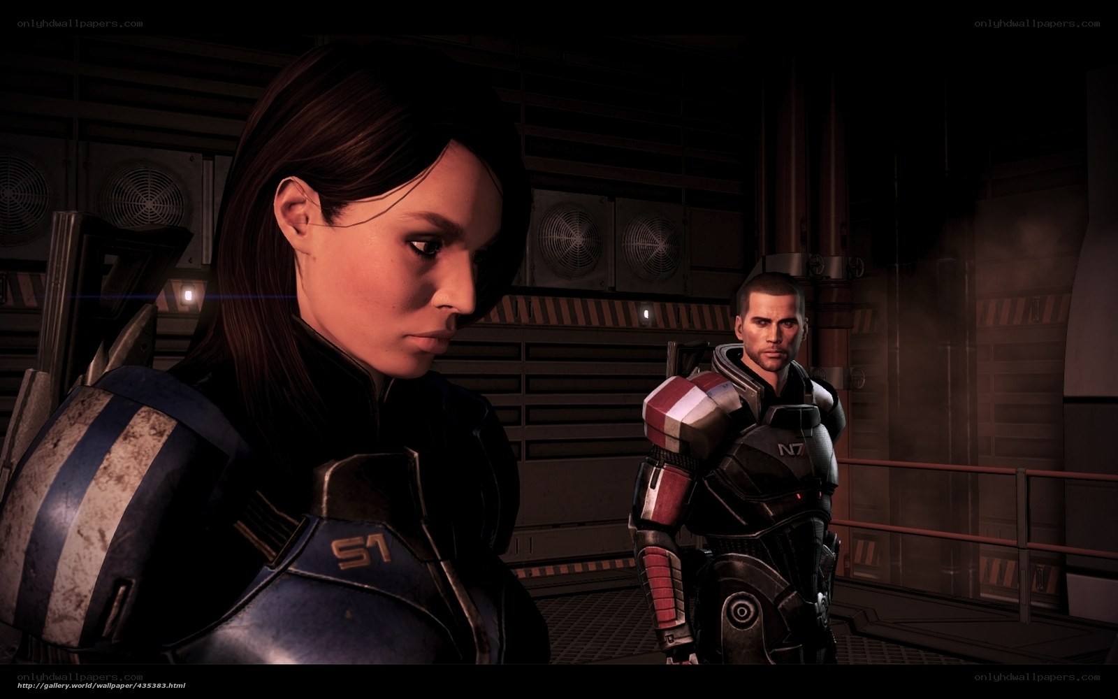 Mass Effect characters in a corridor