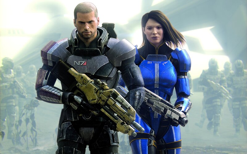 Mass Effect characters in combat gear