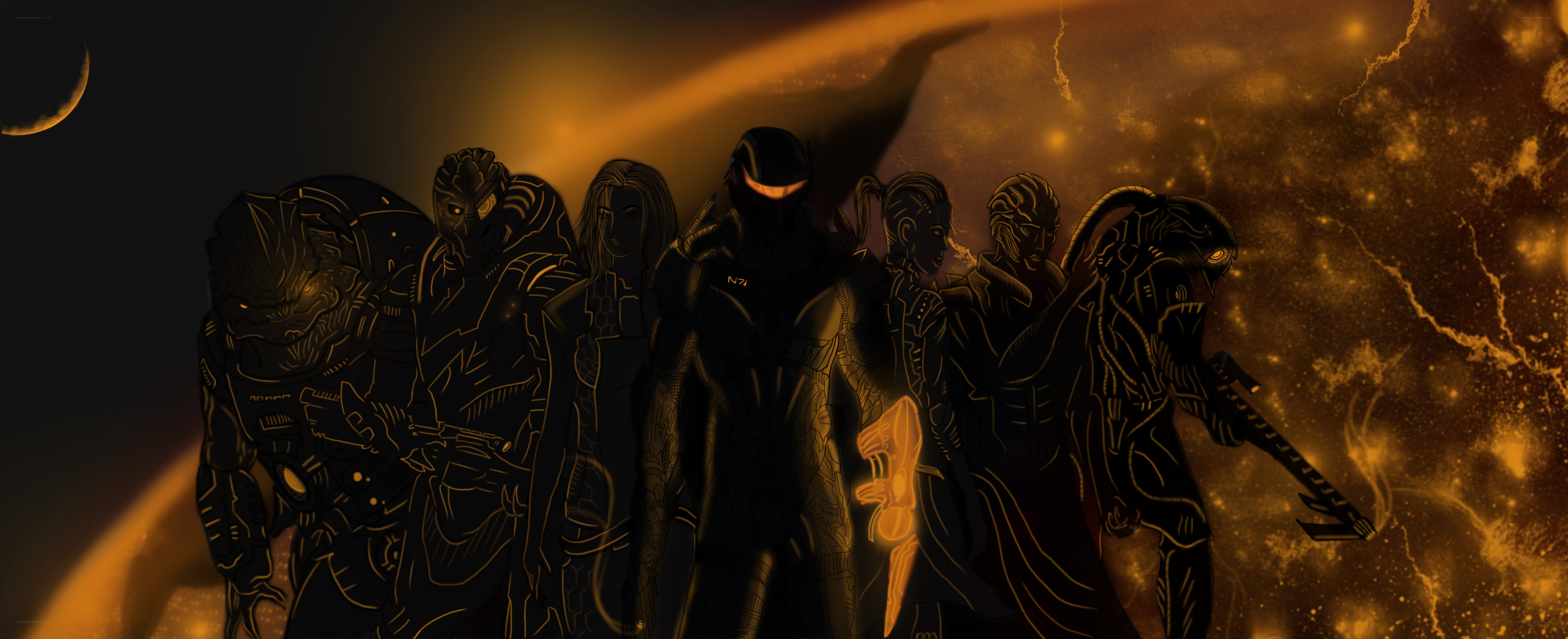 Mass Effect characters in silhouette