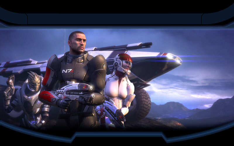 Mass Effect characters on alien planet