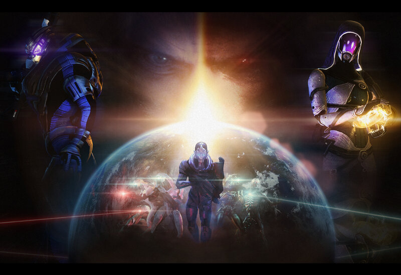 Mass Effect characters on planet