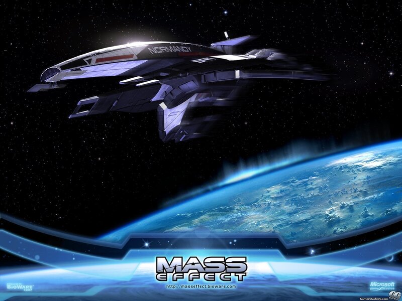 Mass Effect spaceship orbiting planet