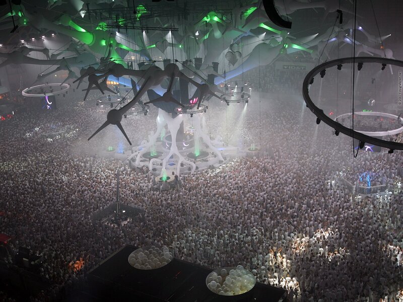 Massive rave crowd at festival