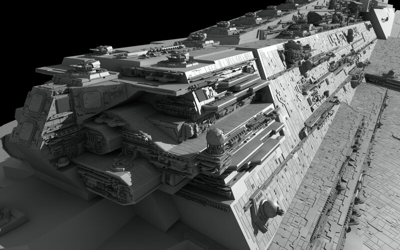 massive sci-fi battleship model