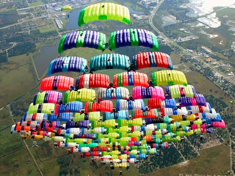 massive skydiving formation