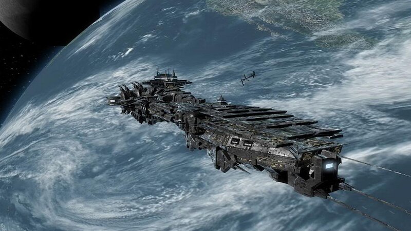Massive Spaceship in Orbit — Blue