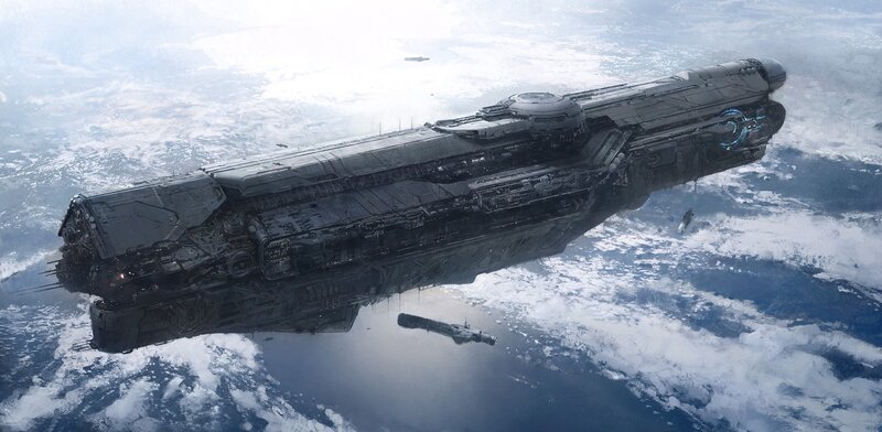 Massive Spaceship in Orbit — Gray