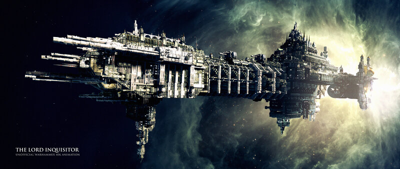 Massive Spaceship in Space — Black, Dramatic