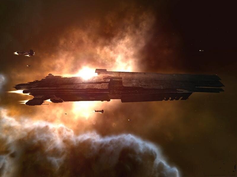 Massive Spaceship in Space — Orange