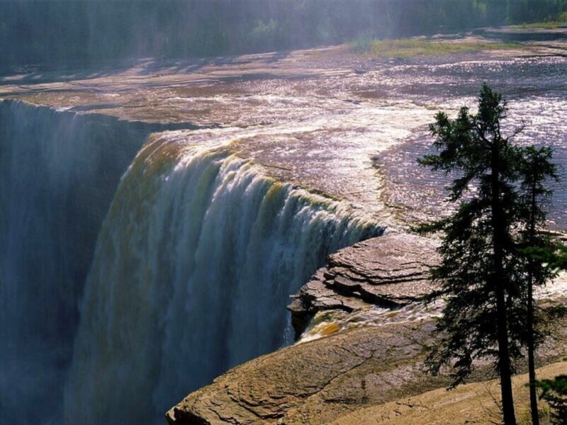 massive waterfall in forest