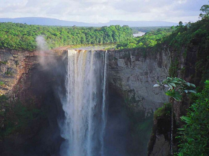 massive waterfall in rainforest