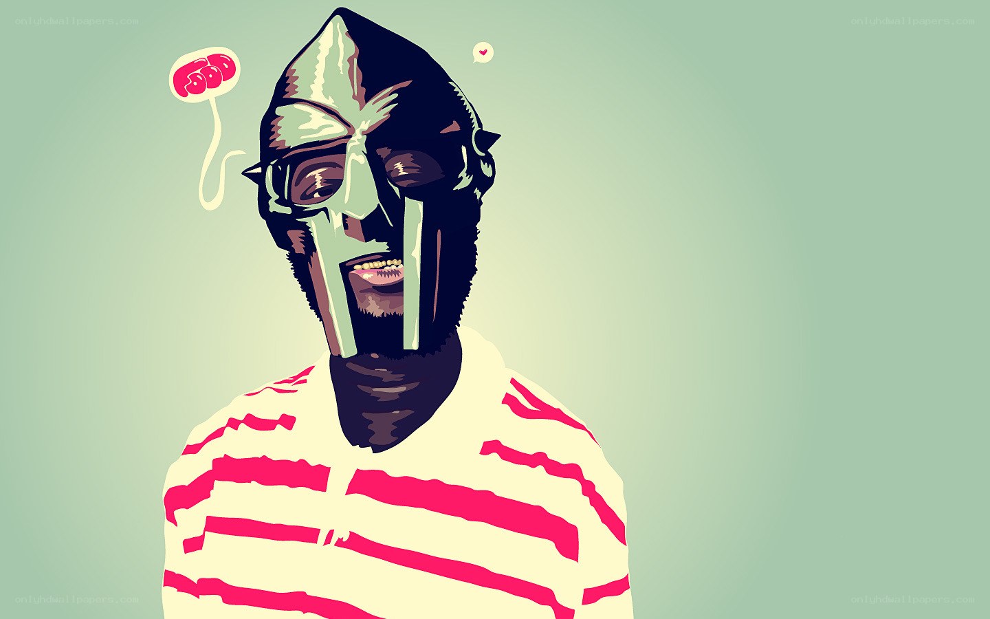 Masta Killa with brain and heart bubbles