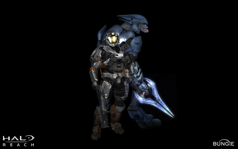 Master Chief and a Sangheili