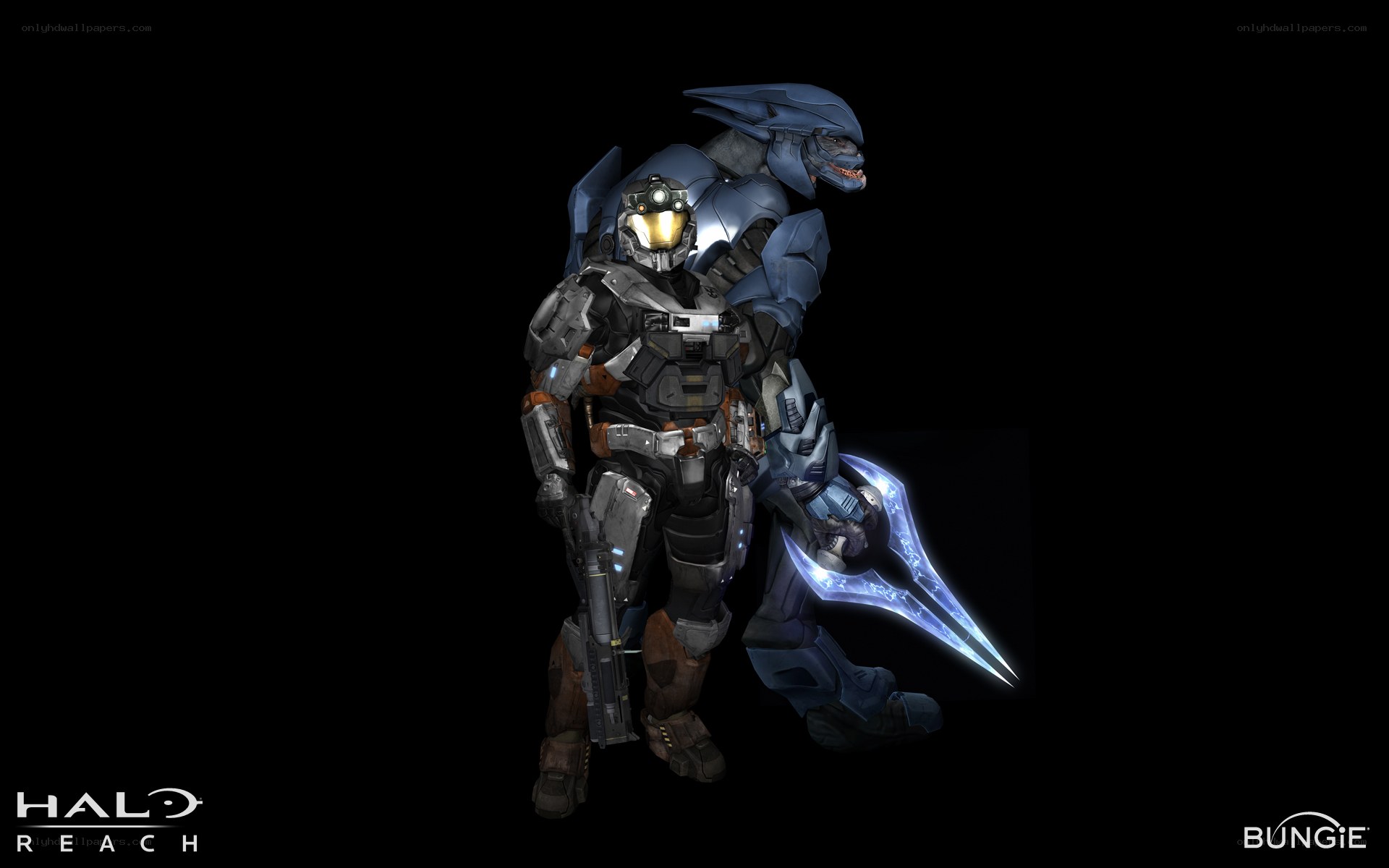 Master Chief and a Sangheili