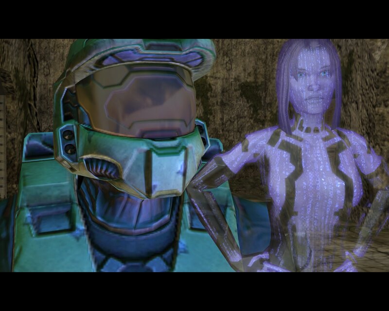 Master Chief and Cortana in a cave
