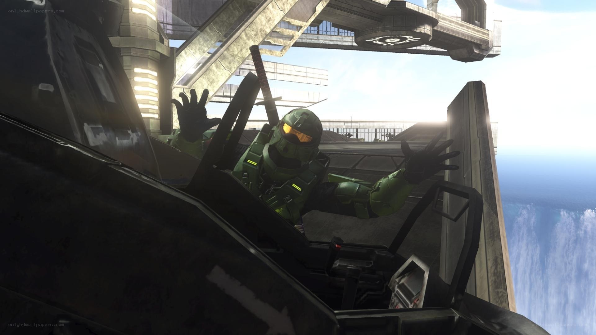 Master Chief in a vehicle