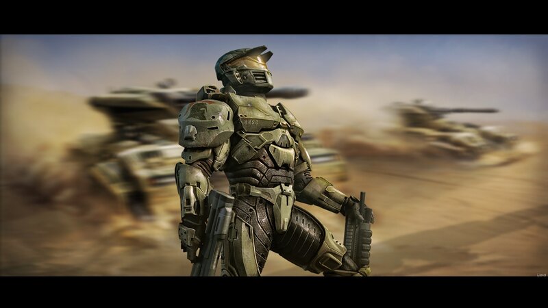 Master Chief in desert combat