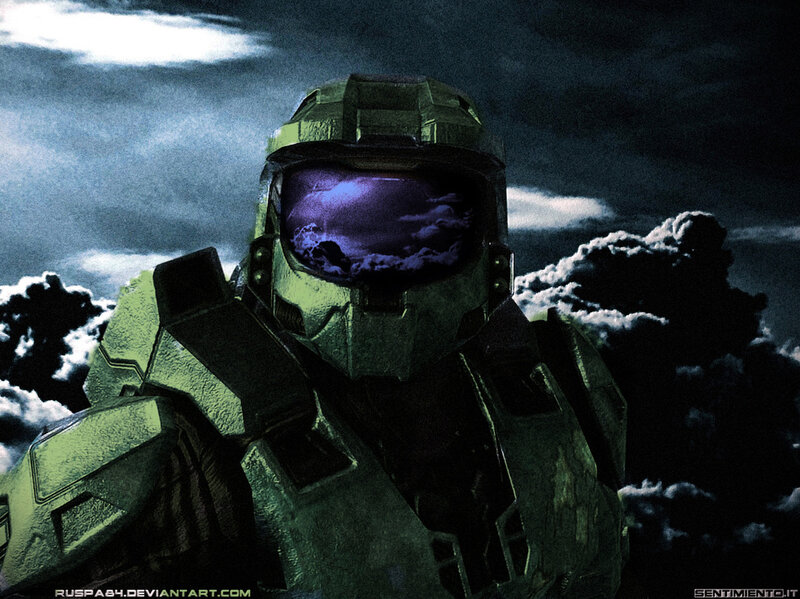 Master Chief in stormy sky