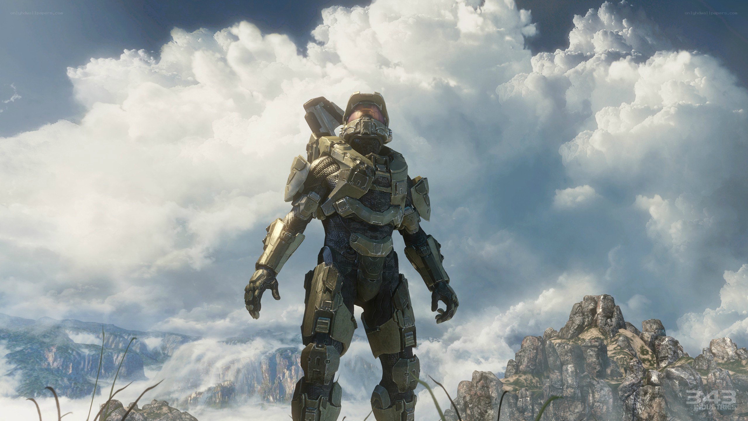 Master Chief stands on a cliff