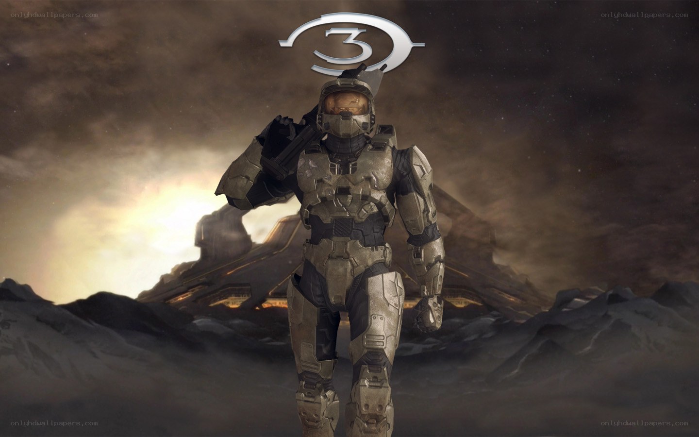 Master Chief stands on alien planet