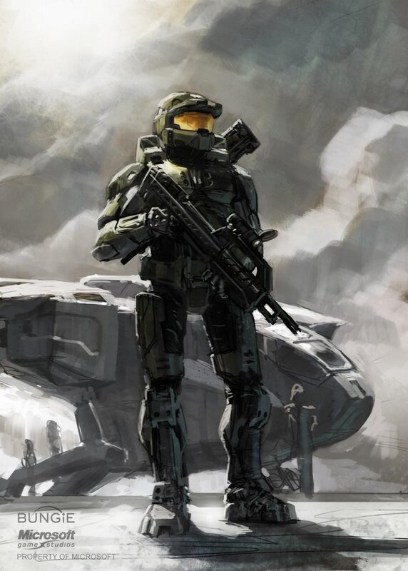 Master Chief stands with rifle