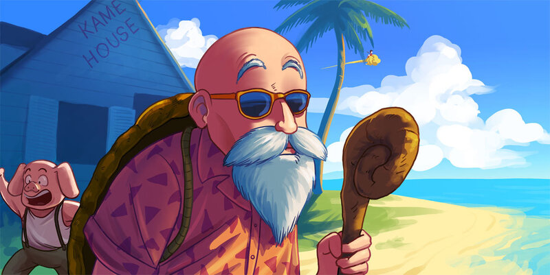 Master Roshi on the beach