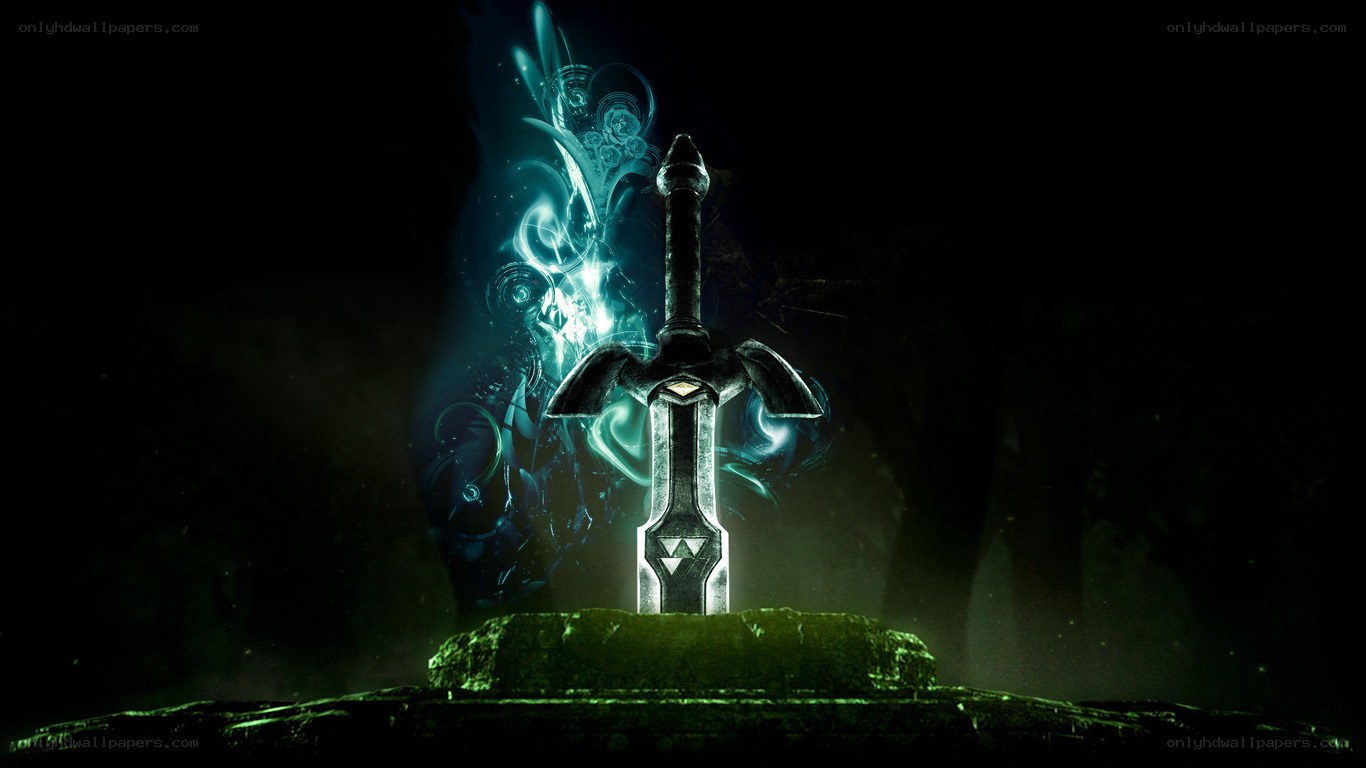 Master Sword glowing in darkness