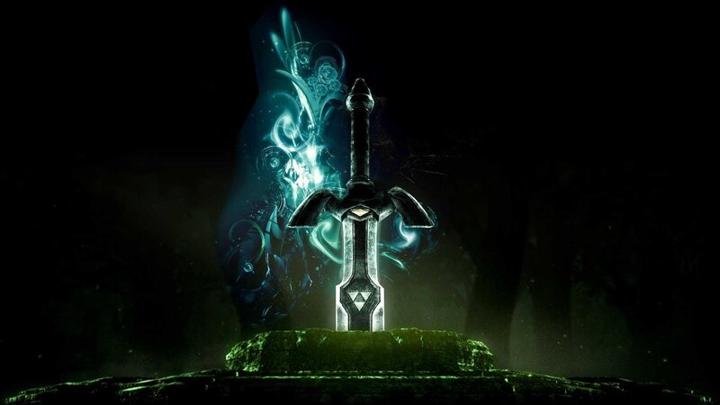 Master Sword glowing in darkness