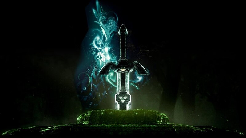 Master Sword glowing in darkness