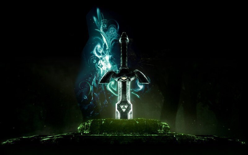 Master Sword in a dark chamber