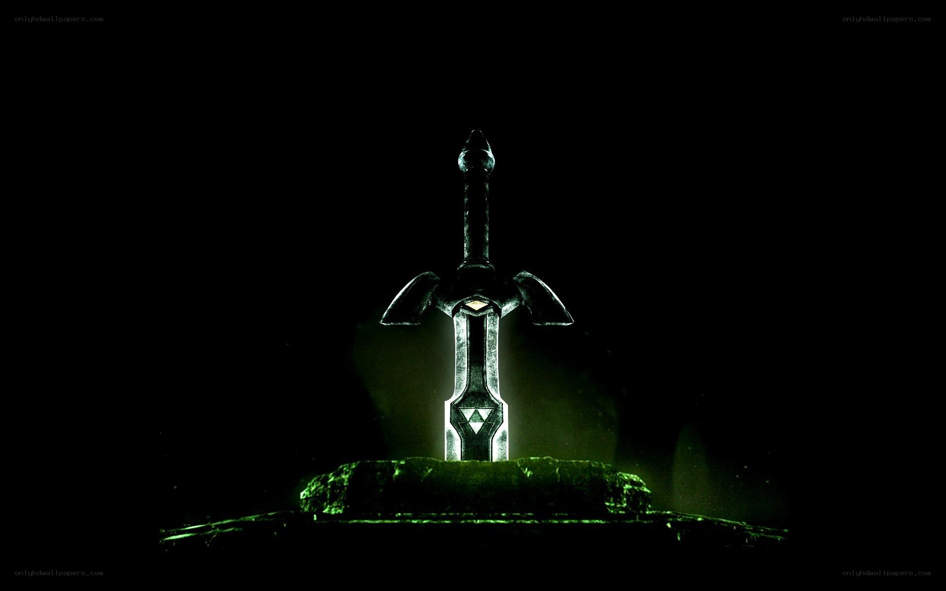Master Sword in dark chamber