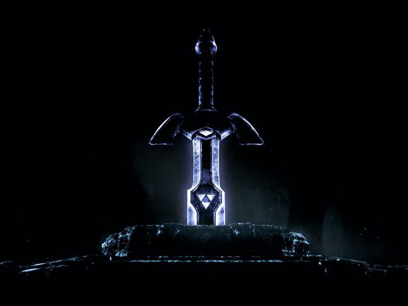 Master Sword in dark chamber