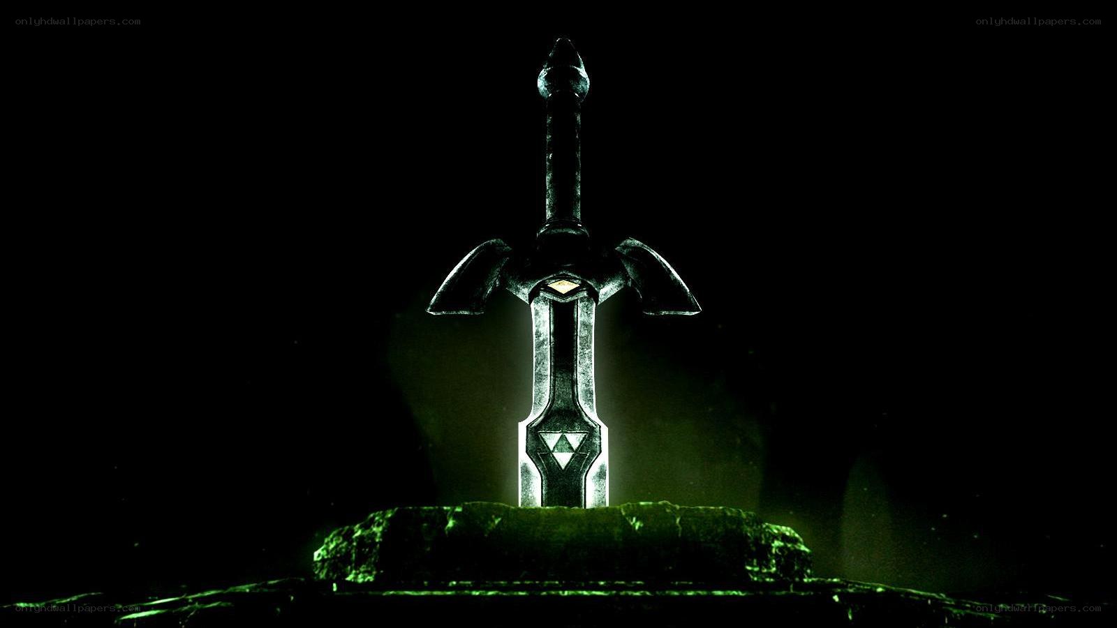 Master Sword in dark chamber