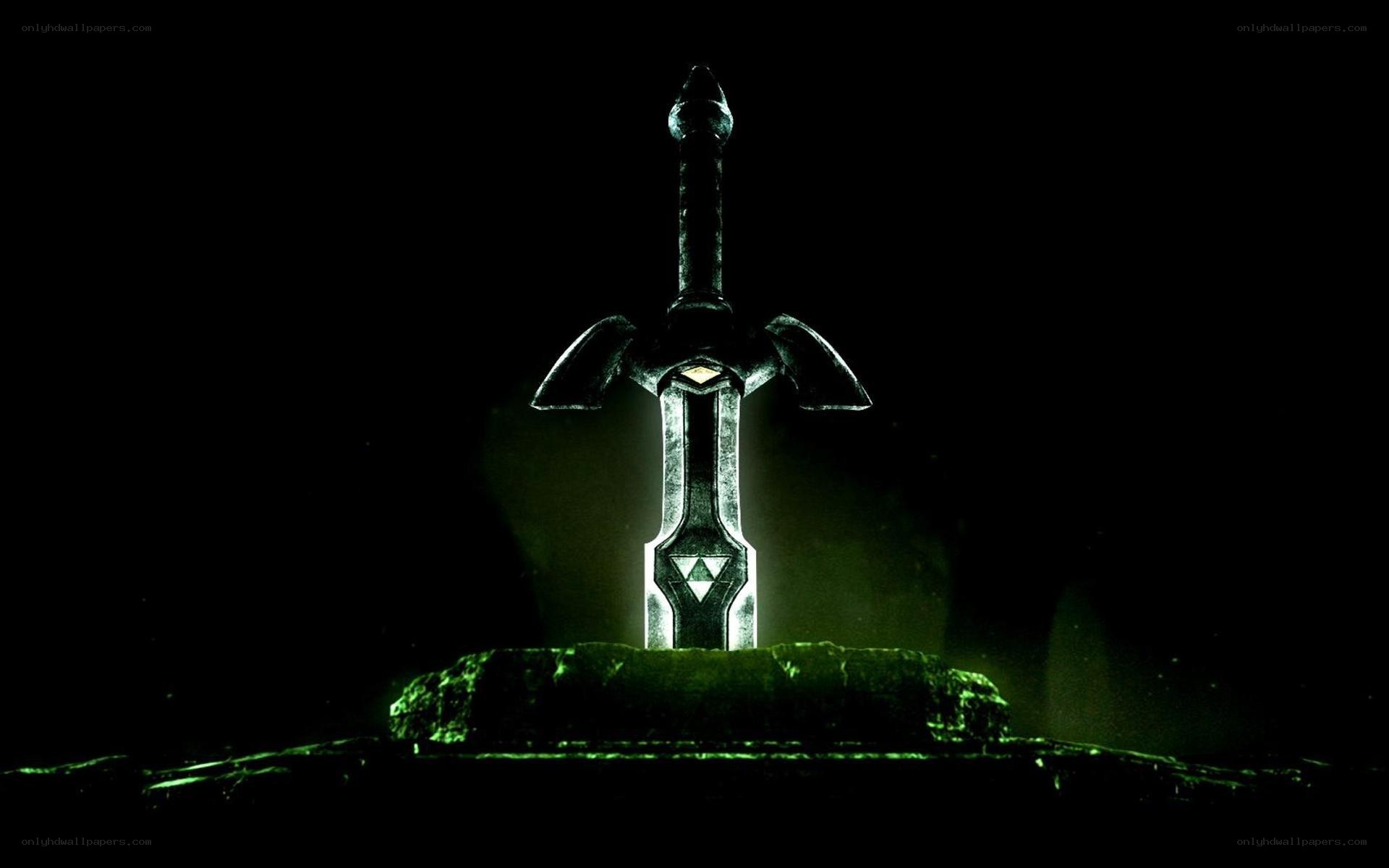 Master Sword in dark chamber