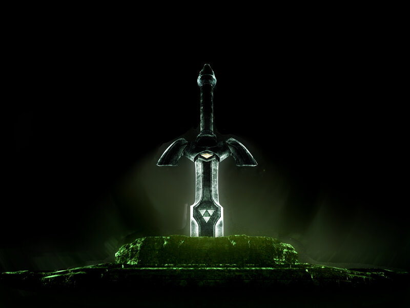 Master Sword in dark chamber