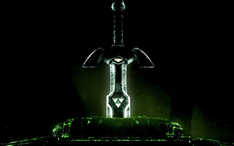 Master Sword in dark chamber