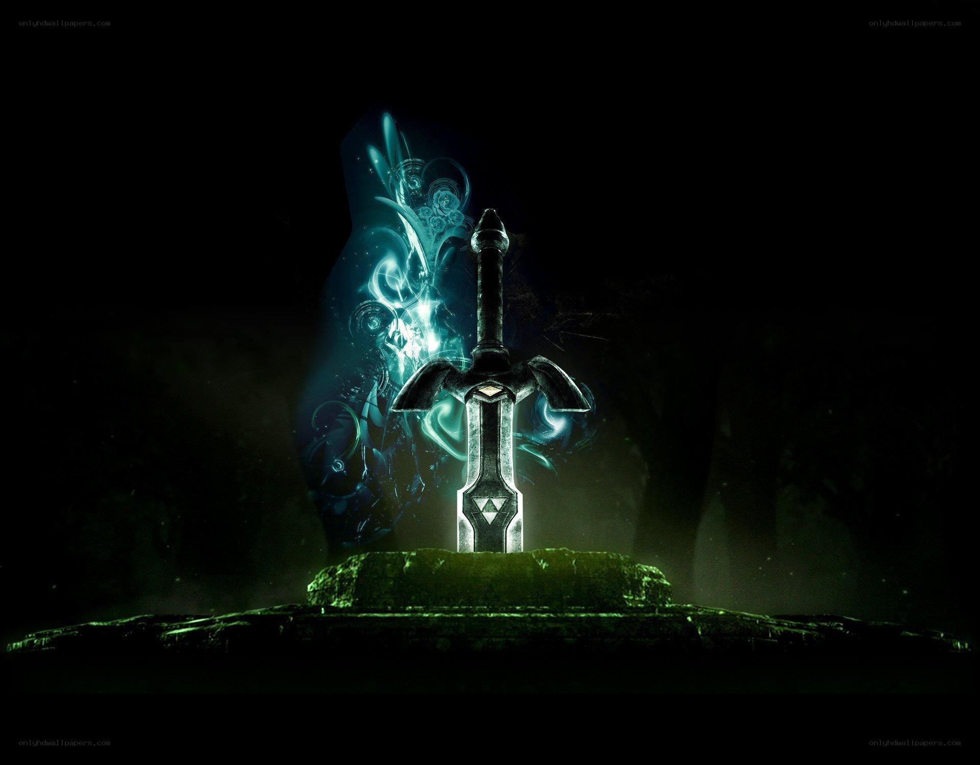 Master Sword in dark chamber