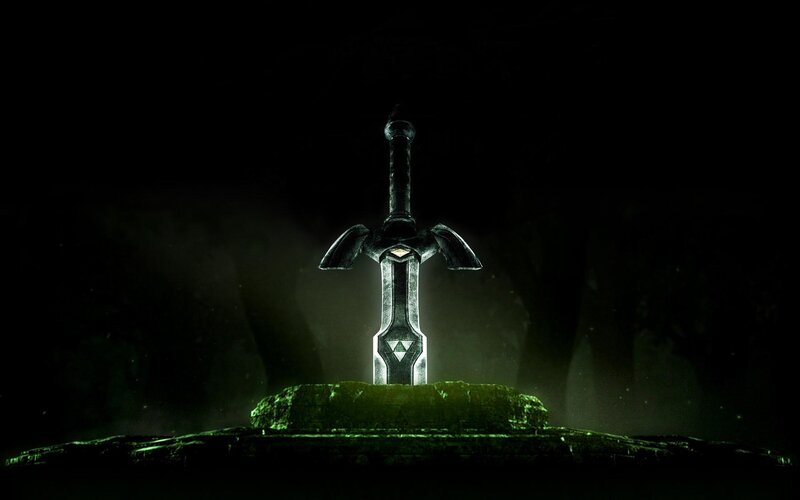 Master Sword in dark chamber