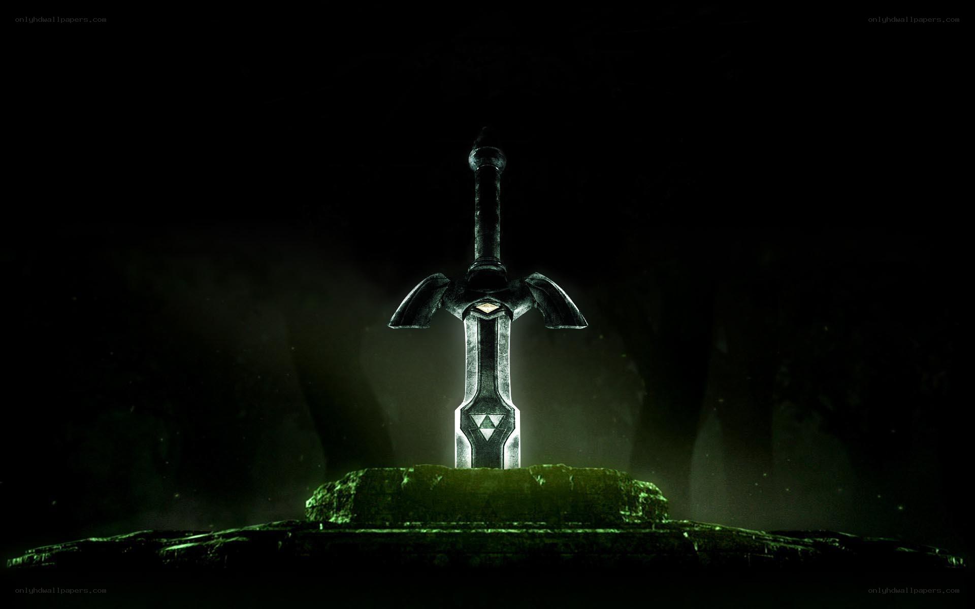 Master Sword in dark chamber