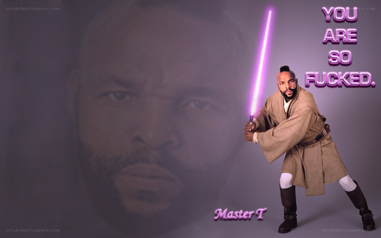 Master T with lightsaber