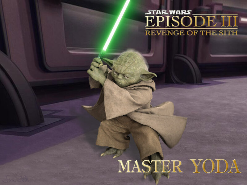 Master Yoda with green lightsaber