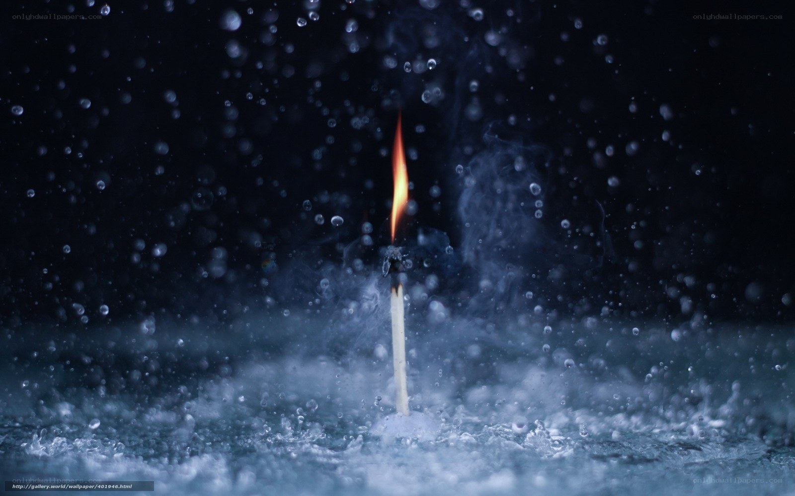 match burning in water