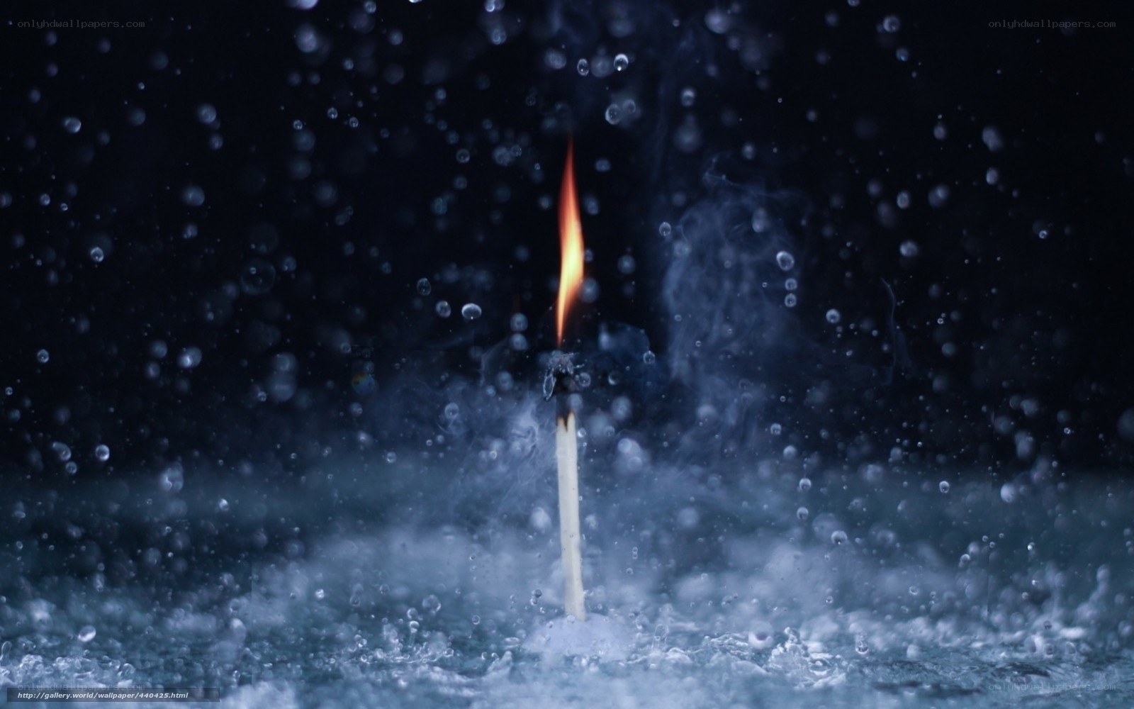 match burning in water