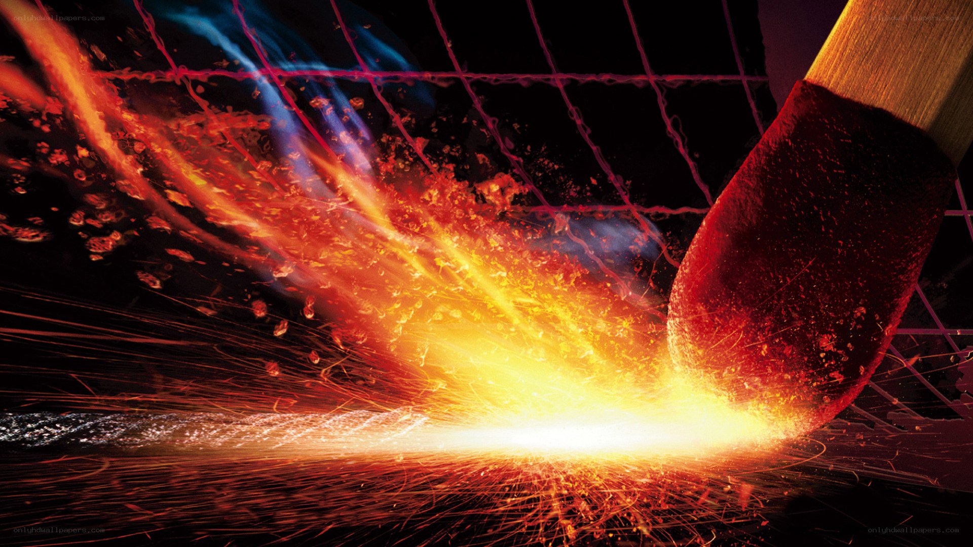 Match igniting with sparks